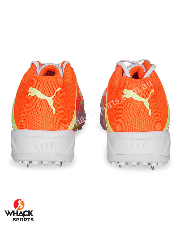 Puma 22.2 Cricket Shoes - Steel Spikes - White Yellow Orange
