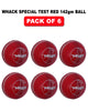 WHACK 4 Piece Special Test Leather Cricket Ball - 142gm - Red - Pack of 6x or 12x