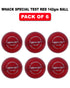 WHACK 4 Piece Special Test Leather Cricket Ball - 142gm - Red - Pack of 6x or 12x