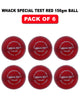 WHACK 4 Piece Special Test Leather Cricket Ball - 156gm - Red - Pack of 6x or 12x