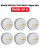 WHACK 4 Piece Special Test Leather Cricket Ball - 156gm - White - Pack of 6x or 12x