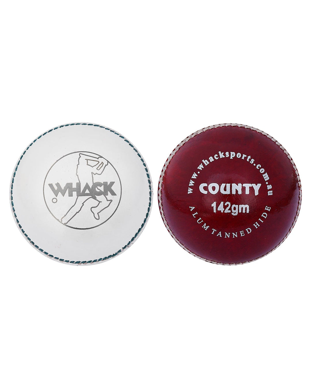 WHACK County Leather Cricket Ball - 2 Piece - 142gm - White/Red