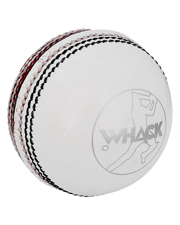 WHACK County Leather Cricket Ball - 2 Piece - 142gm - White/Red