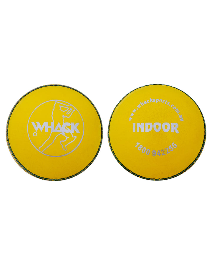 WHACK Indoor Leather Cricket Ball - Yellow