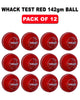 WHACK Test Leather Cricket Ball Bundle - 142gm - Red - Pack of 6x or 12x