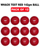 WHACK Test Leather Cricket Ball Bundle - 156gm - Red - Pack of 6x or 12x