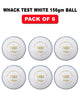 WHACK Test Leather Cricket Ball Bundle - 156gm - White - Pack of 6x or 12x